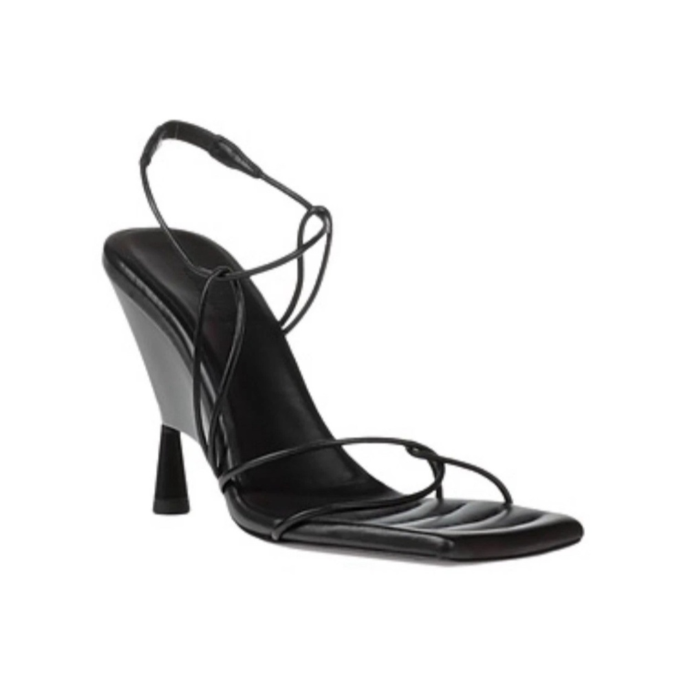 Gia/RHW Black Leather Sandals Size 40 Made In Italy